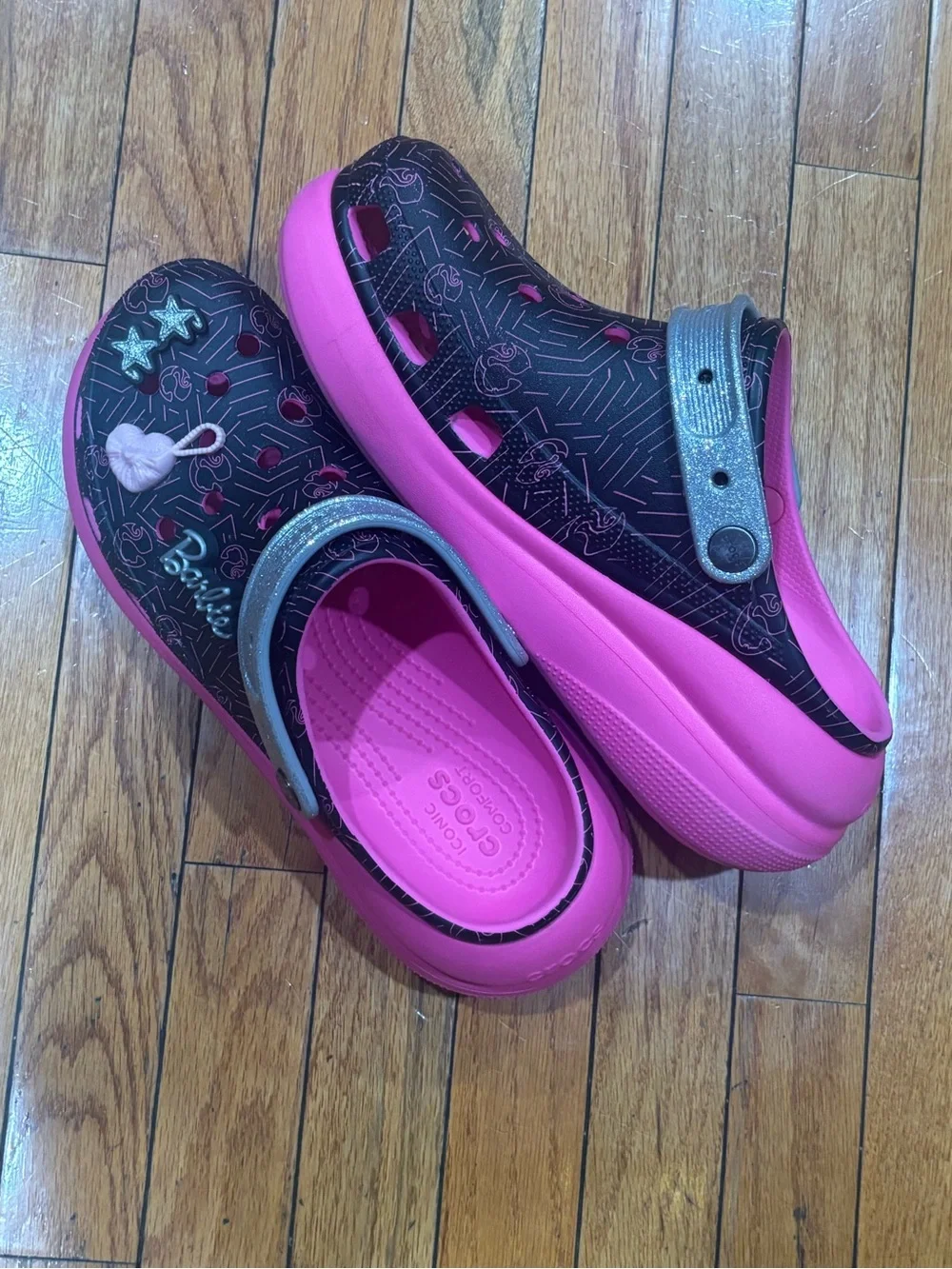 CROCS X BARBIE CRUSH CLOG SHOES Black The Movie M9/W11 EUC
